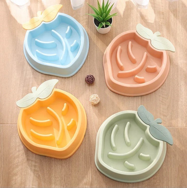 Anti-Gulping Slow Feeder Dog Bowl- Peach